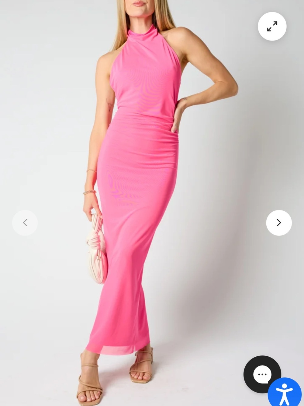 Sleeveless High-Neck Pink Maxi Dress
